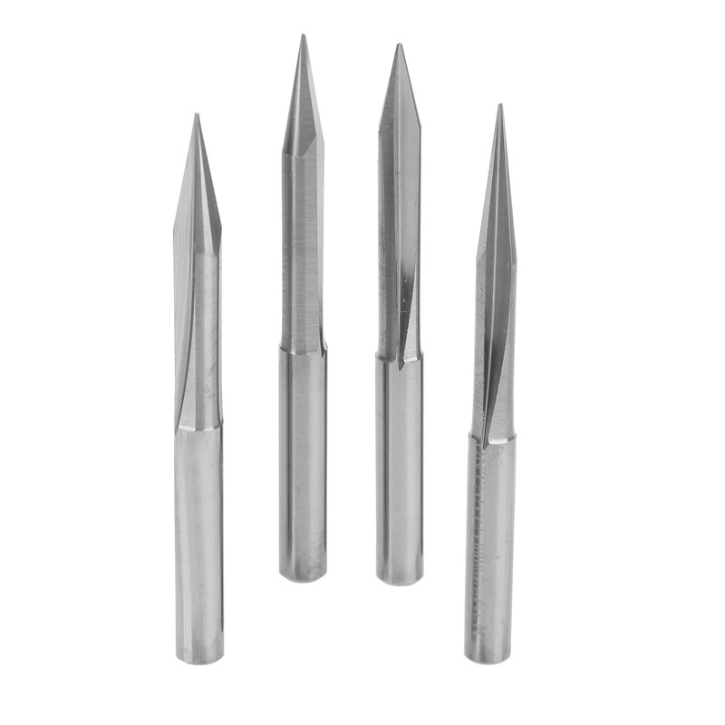4Pcs VShaped Carving Cutter 2Edged Engraving Bit 4x0.3x15°/4x0.3x20°/4x0.3x25°/4x0.3x30°