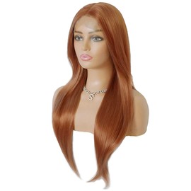 VAIRETY Long Straight Black for Women, 24 Inch 4x4 Lace Front Black Wig Middle Part Synthetic Wig, Natural Looking Closure Wig (Brown)