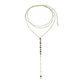 Ettika Lariat Necklace for Women. Gold Drop Necklace, Necklaces for Women. 18K Gold Plated Bali Dreams Layered Necklace. Jewelry