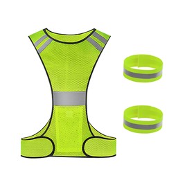 GOOFIT Reflective Vest, High Visibility, Breathable Vest, Lightweight Vest, Adjustable Reflectors for Running, Bicycle, Cycling and Jogging, for Men Women, with 2 Reflective Bands