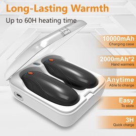Hand Warmers Rechargeable 2Pack,14000mAh Electric Hand Warmers with Charging Case,Quick Charge Portable Heater,Gifts for Christmas,Winter,Outdoor,Camping,Hunting Accessories Black