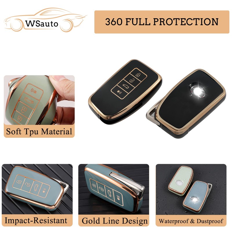 WSAuto Key Fob Cover Compatible with llssbt, A-Black