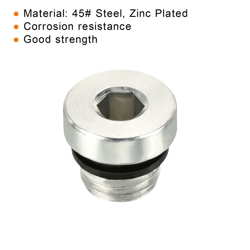 PATIKIL M10*1.25 Internal Hex Head Pipe Fitting Plug, 2 Pack