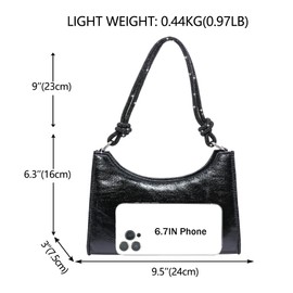 Milisente Women's Clutch Elegant Shoulder Bag Handbag Hobo Evening Bag Crossbody Clutch with Glitter Carry Strap, Black PU