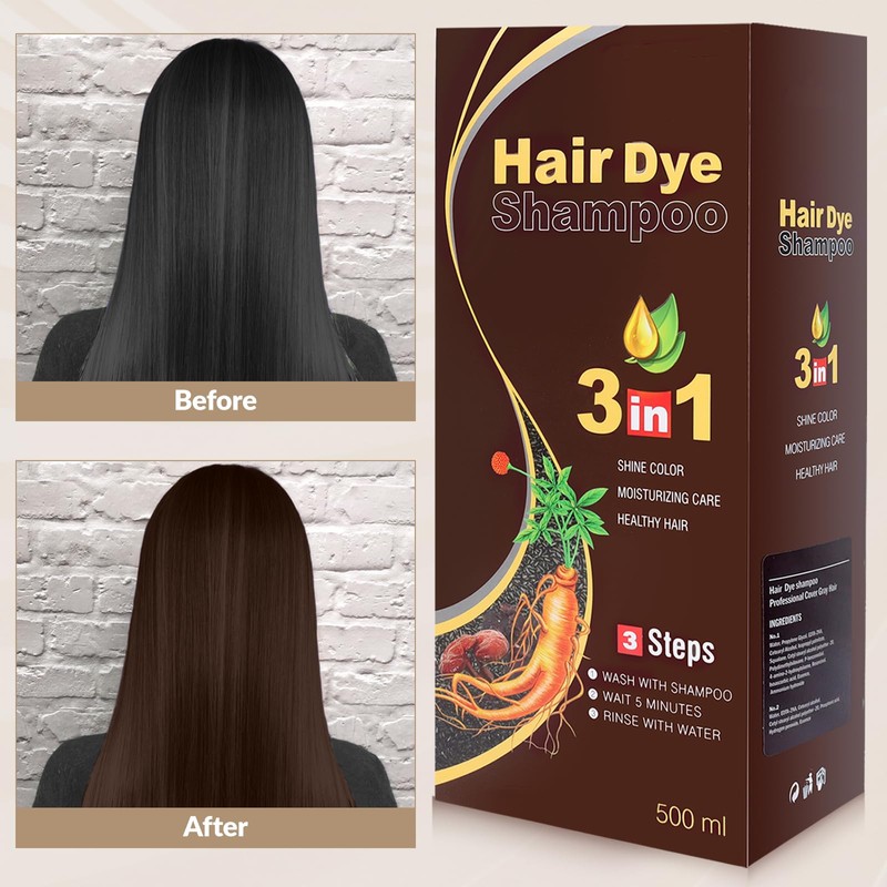 Hair Dye Shampoo 3 in 1, Natural Herbal Dye Shampoo