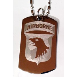United States Army Armed Forces 101st Airborne Screaming Eagle Unit Division Rank Logo Symbols - Military Dog Tag Luggage Tag Key Chain Metal Chain Necklace