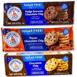 Voortman Sugar Free Cookies - Variety Pack - Chocolate Chip (1, 8oz pack) - Fudge Brownie Chocolate Chip (1, 8oz pack) - Pecan Chocolate Chip (1, 8oz pack) - 3 Packs Total