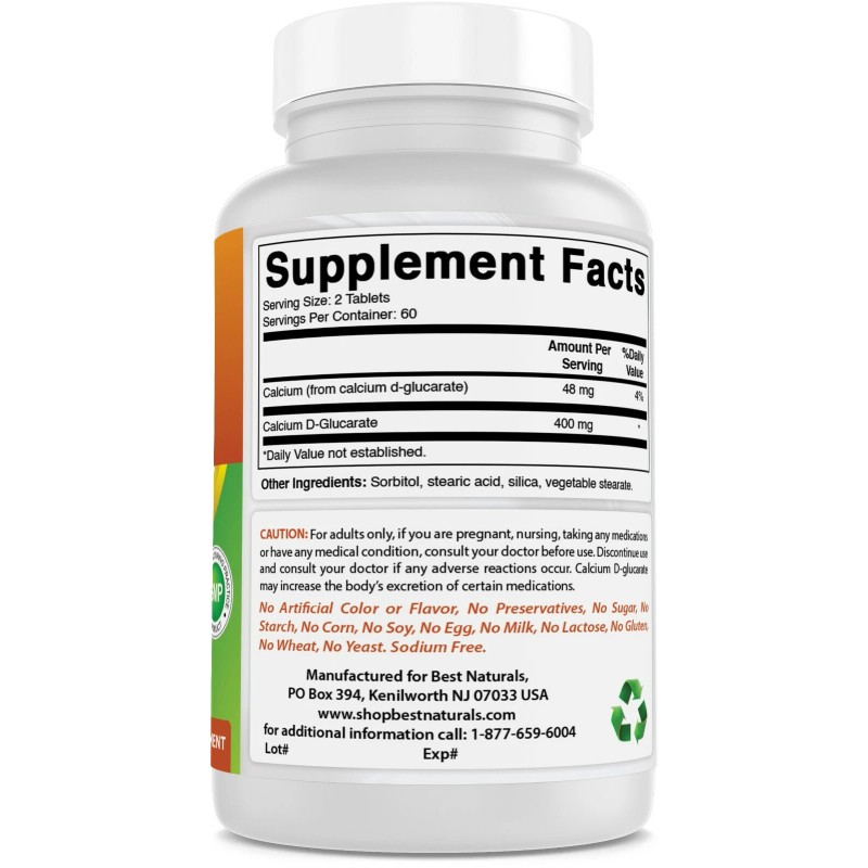 Best Naturals Calcium D-Glucarate 200 mg 120 Tablets