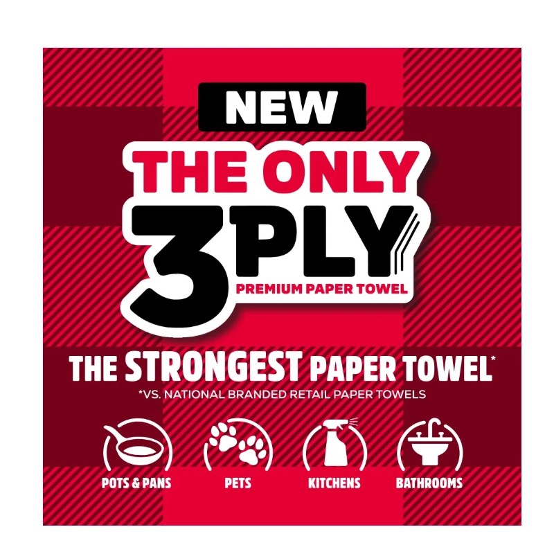Brawny Tear-A-Square Paper Towels,6 Double Rolls=12 Regular Rolls 3 Sheet