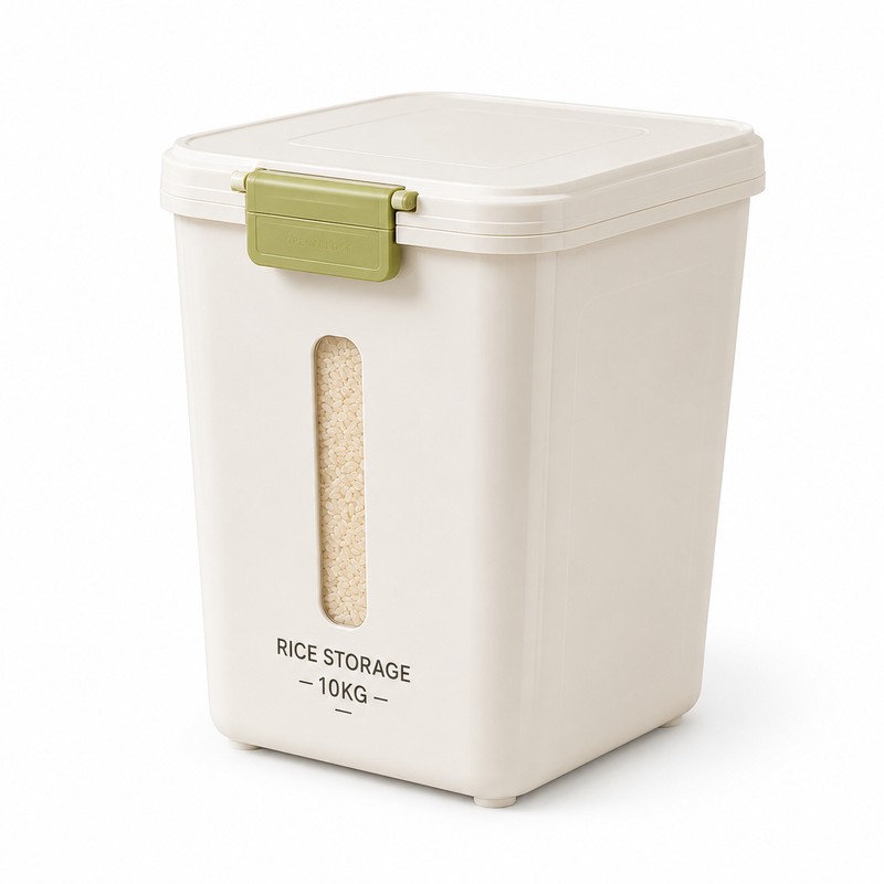 Beige Plastic Kitchen Storage Containers with Lids