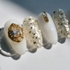 Exciting gold white mother-of-pearl nail tips - petit square /