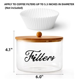 Cididu Coffee Filter Holder with Bamboo Lid, Glass Large Coffee Pod Holder for Counter, Clear Coffee Filter Dispenser Basket, K Cup Countertop Storage Container for Kitchen Cafe Bar Accessories