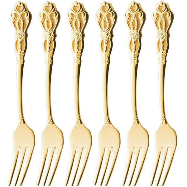 Takakuwa Metal Rune Gold Hime Fork, Set of 6 519446