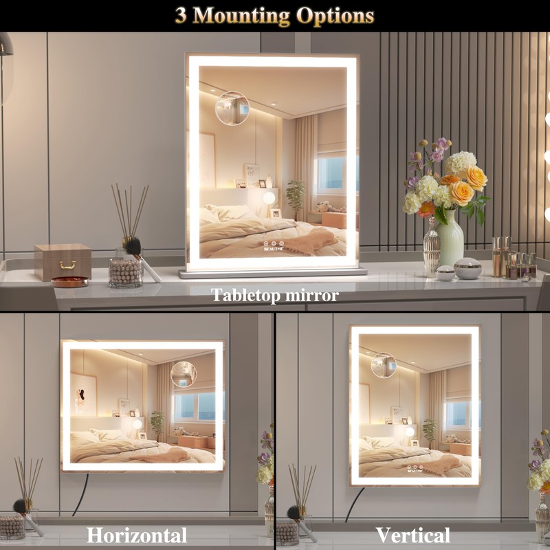 BEAUTME Vanity Mirror 20.5x24.1 Inch,Makeup Mirror with Lights,Hollywood Mirror,LED Mirror