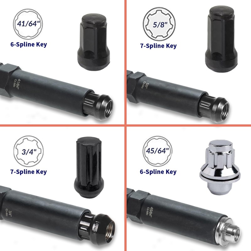 REBRA 6 Spline & 7 Spline Lug Nut Socket Set,