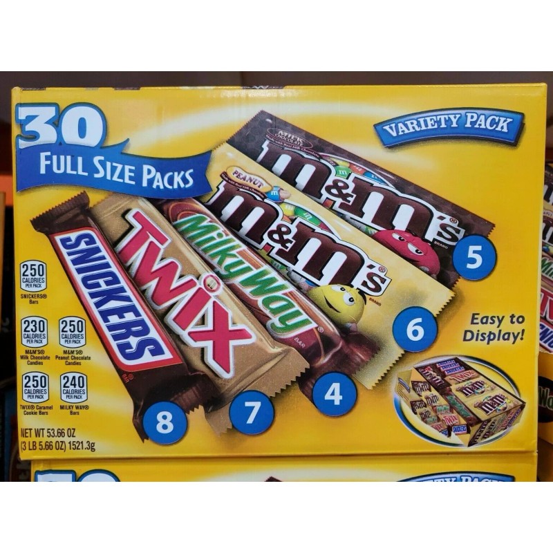 Mars 30 Mars Variety Pack Snickers M&M Chocolate Peanuts Twix