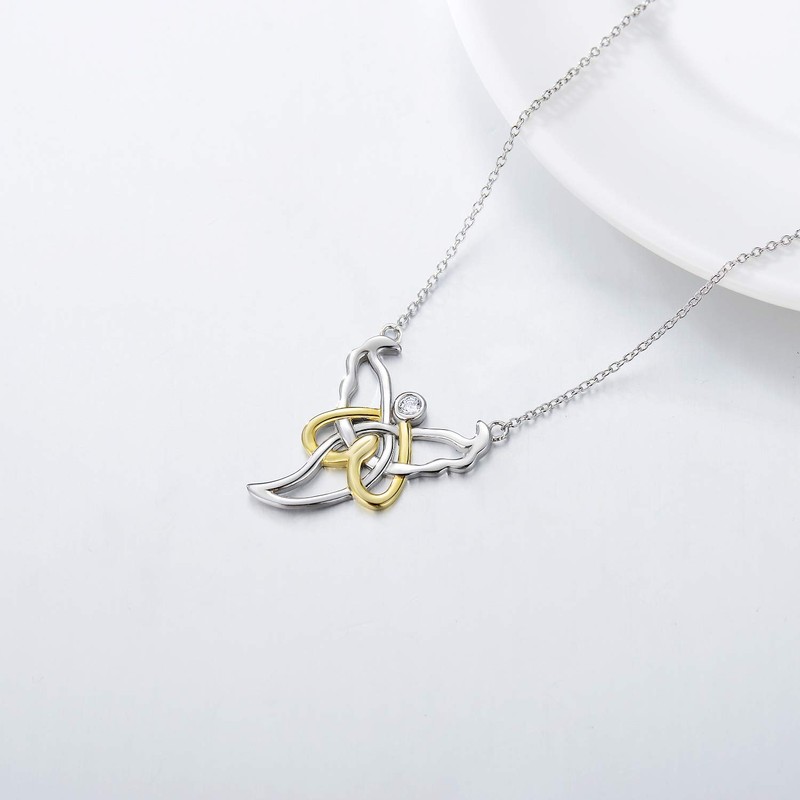 SIMONLY Celtic Knot Angel Pendant Necklace 925 Sterling Silver Celtic