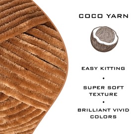 Velvet Yarn for Crocheting – CocoYarn - Chenille Chunky Yarn for Hand Knitting, Fluffy Soft Plush Jumbo Amigurum Super Bulky Baby Blanket Yarn for Crochet Size 6 100g (131yds) ((Dark Safrane-37))