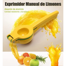 Exprimidor de Limones, 2 en 1 Manual Lemon Squeezer, Exprimidor de Limón de Aleación de Aluminio de Alta Resistencia, Exprimcut de Mango Largo para Exprimir Cualquier Limón Cítricos Naranja (Amarillo)