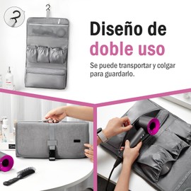 Funda de Viaje para Dyson Airwrap Styler/Shark Flexstyle, Bolsa de Viaje Portátil Impermeable con Gancho para Colgar, Organizador de Protección para Secadora y Planchas para Peinar el Cabello (Gris)