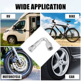 QUARKZMAN 2 Pieces 45 Degree Tyre Valve Air Valve Stem Extensions Silver Tone