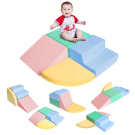 DTRK Climbing Toys for Toddlers 1-3, Soft Indoor Play Gym for Kids, Toddler Playtime Corner Climber Indoor Foam Play Gym for Climbing Crawling and Sliding (Multicolor, 4-Piece)