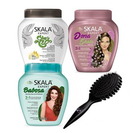 Skala Beauty Hair Masks - Nourishing, Gentle, Hydrating - Hair care Products Conditioner Moisture Shampoo Hydrate Moisturizing Repair Restore Vitamins:_4PK - OleodeCoco+Dona+Babosa+Brush