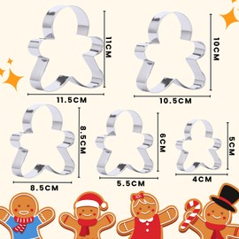 Gingerbread Cookie Cutter Set,5PCS Stainless Steel Gingerbread Man Cookie Cutters Christmas Cookie Cutters for DIY Chirstmas Party Decorations
