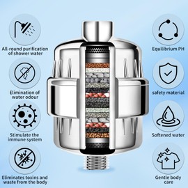 Auxbales 36 Stufen Vitamin C Duschfilter fr hartes Wasser C Duschkopffilter mit austauschbarer Kartusche zum Entfernen von Chlor und Schwermetallen
