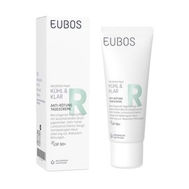 EUBOS Cool and clear, anti-redness day cream SPF 50+, vegan day cream for rosacea and couperose, with green pigments and phyto complex, soothes reddened skin, UV protection and cell protection, 40 ml