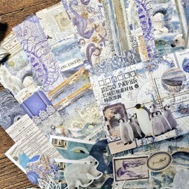 Ta Merry Collage Seals, Assorted Flake Seals, Planner Stickers, Pack of 100, Set, Large Capacity, Retro, Background Paper, Lots of Paper, Stylish, Cute, Vintage Classic, Antique, Sea, Jellyfish,