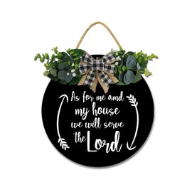 As for Me and My House We Will Serve The Lord Wreaths for Front Door Wood Rustic Wall Signs Plaque for Farmhouse Home Decor Christian Decor Bible Verse Sign