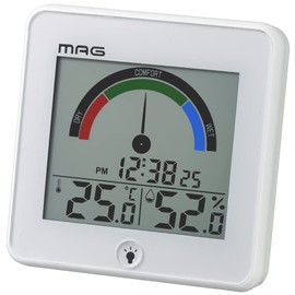 MAG TH-104WH Thermometer/Hygrometer, Digital Index, Clock Environment Estimated Display, Backlight, White