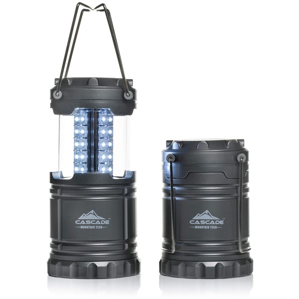 Cascade Mountain Tech LED Pop Up Lanterns - Battery Powered for Camping, Hiking, Power Outages, Home Emergency - 2 Pack Batteries Included