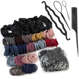 200 Ligas Gruesas/Fino para Cabello, 1000 Mini Bandas de Goma, 5 Círculos de Cabello Satinado, Juego de 4 Herramientas para Peinar, Ldeal para Mujeres y Niños (C)