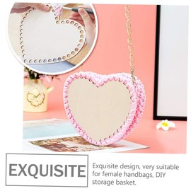 SEWACC 2 Pieces Base Heart Base Weave Bags Gifts Supplies Crochet Purse Floors Wooden Base Blank DIY Round Bag Knitting Hollow Making For Crafts Valentine's Day Shape Board