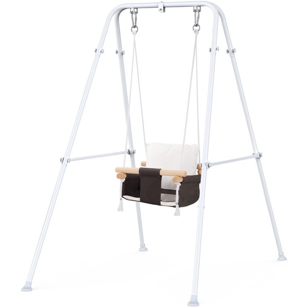 Baby Swing, Toddler Swing, Baby Swing with Stand, Swing Set for Infant, Outdoor Indoor Swing Set with Canvas Cushion Seat
