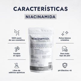 Hebbe - Niacinamida Pura para Rejuvenecimiento y Cuidado de la Piel, 1000 g