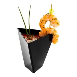 Professional Dessert Cups, Plastic Cups for Dessert - Durable Premium Plastic - Modern Shaped - Black - 3.5 oz - 2.9" x 2.6" x 2.8" - 100ct Box - Restaurantware (RWP0154B)