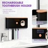 Toothbrush Sterilizer Holder Wall Mounted, USB Rechargeable Automatic Toothpaste Dispenser