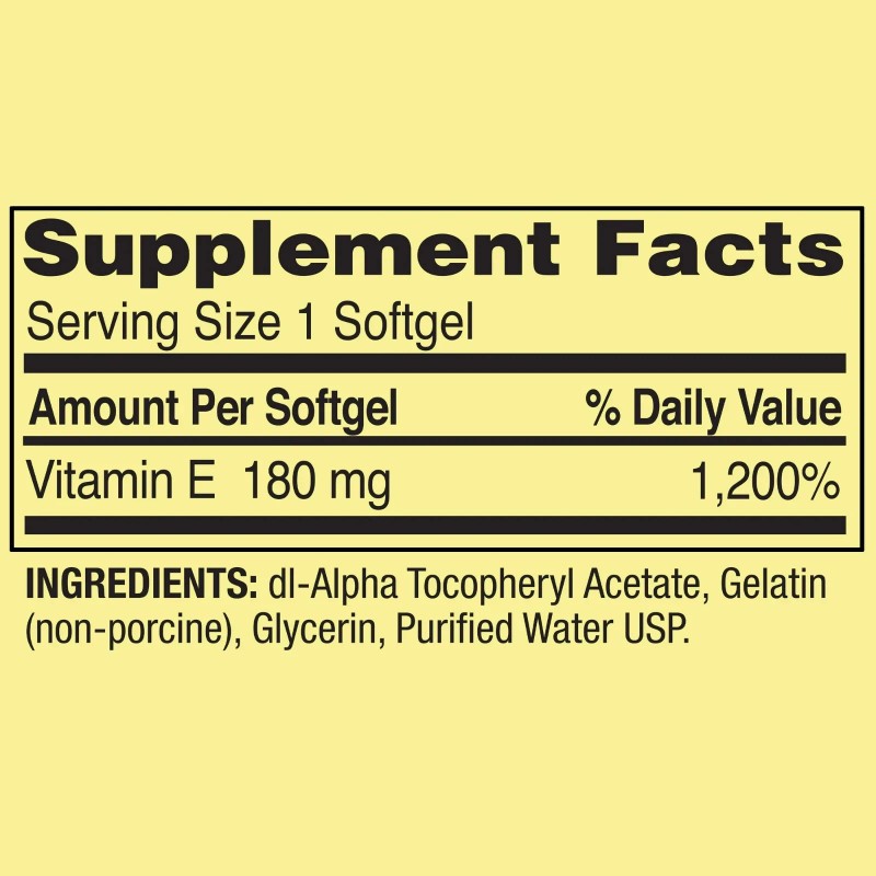 Spring Valley Vitamin E Dietary Supplement, 180 mg, 500 Count