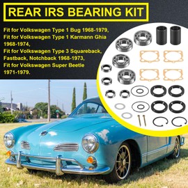 Rear IRS Bearing Kit Fit for Volkswagen VW Type 1 Bug, Karmann GHIA, Type 3 Squareback and Super Beetle, Rear Axle Bearings Seals Kit with Seals, Gaskets, Clips & Spacers