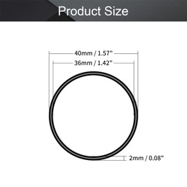 Othmro 10Pcs O-Rings, Nitrile Rubber Washers Seal Ring with 40mm OD, 36mm ID, 2mm Width, Black O Ring Kit for Plumbing