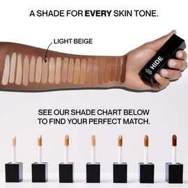 HIDE Multi-Use Full Coverage Concealer, Oil-Free & Longwearing Under Eye Concealer for Blemishes, Dark Circles, & Contouring, Vegan, Cruelty-Free, Light Beige, 0.5 fl oz