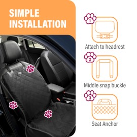 Active Pets Dog Car Seat Cover, Waterproof Front Seat Protector for SUV Truck Sedan, Pet Safety Travel Comfort System with Universal Fit, Pink