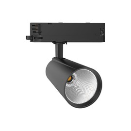 FOOC LED Track Spotlight 30 Watt 3-Phase 4-Wire Rotatable and Swivel Track Light 3000 K Warm White 2800 lm Aluminium Ceiling Light for Interior Lighting Rail System Black