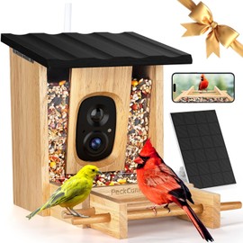 PeckCam® Bird Feeder with Camera - 4MP 2K Live AI Bird Species Identification Instant Arrival Alerts - Smart Cameras Birds Feeders Solar Powered Birdwatching Gift for Birdlover Mom Dad, 2.4GHz WiFi