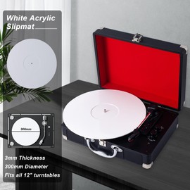 Acrylic Turntable Mat, 12" Slip Mat for Vinyl Record Player, 3mm Thick Acrylic Platter Slipmat for Static Reduction & Clearer Sound Quality (White)