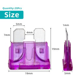 3 Amp Fuses Stanbdard Fuse 20Pcs, 3A Car Fuse Blade for Automotive, Truck, Boat, Motorcycle, SUV