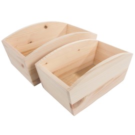 WooDeeDoo Set of 2 Wooden Planter Boxes – Nesting Unfinished Pine Wavy Edge Flower Pots Indoor Decorative Herb Troughs for Windowsill Craft Storage Kitchen Vegetables Bread or Gift Use